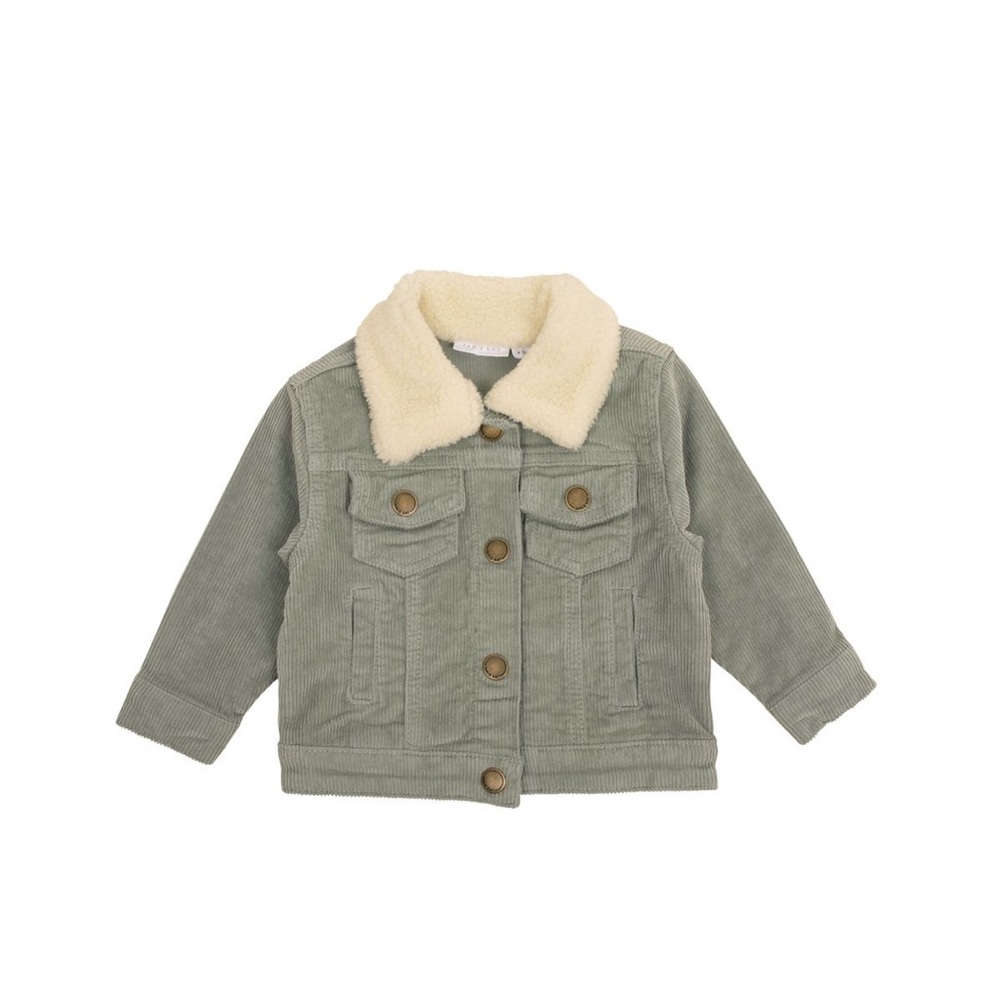 Jamie Kay Olive Corduroy Jacket with Cream Collar